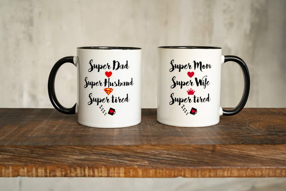 Super Mom+Super Dad  bögre szett fekete_bogre_szett